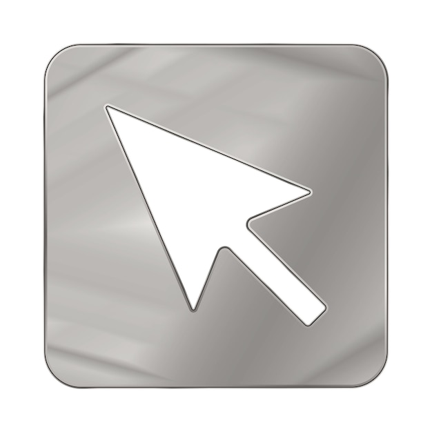 Серебряный цветной металлический хромированный веб-значок курсор со стрелкой