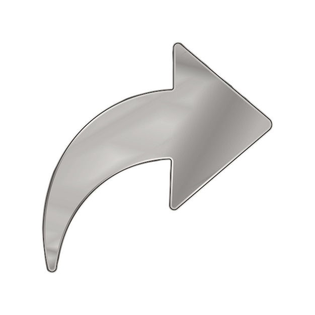 Vector silver colored metal chrome web icon arrow