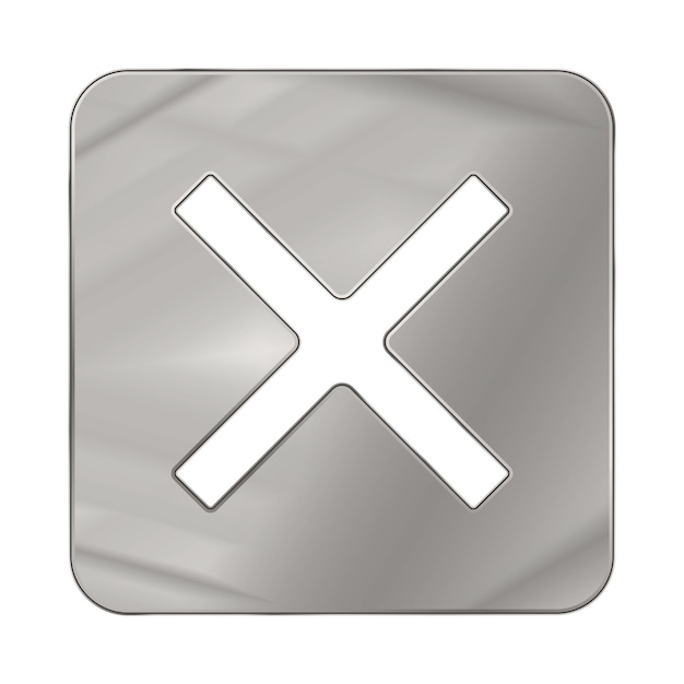 Vector silver colored metal chrome web icon cancel