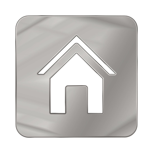 Vector silver colored metal chrome web icon home