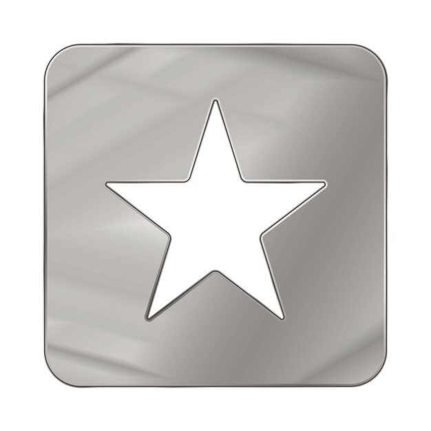 Silver Colored Metal Chrome web icon star