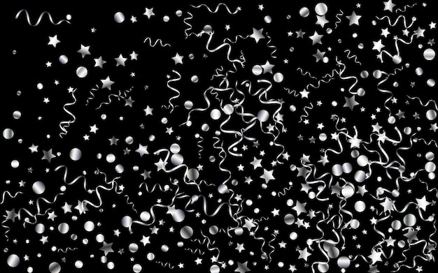 Vector silver confetti black background