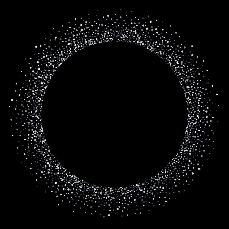 Vector silver confetti circle frame of glitter splatter