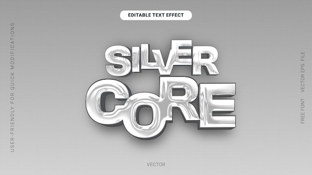 シルバー・コア・テキスト・エフェクト (Silver Core Text Effect) はどんなクリエイティブなプロジェクトでも目立つユニークで磨かれたデザインを生み出します