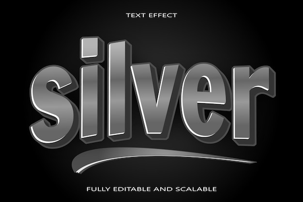 Silver editable Text effect 3 dimension emboss modern style