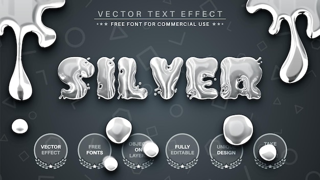 Silver Editable Text Effect Font Style