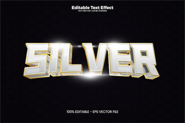 Silver editable text effect in modern trend style