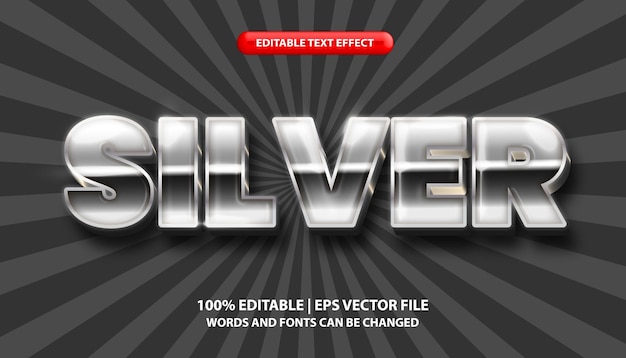 Серебряный редактируемый текстовый эффект в стиле серебряного градиентного цветового эффекта