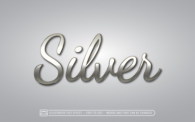 Vector silver - editable text effect style