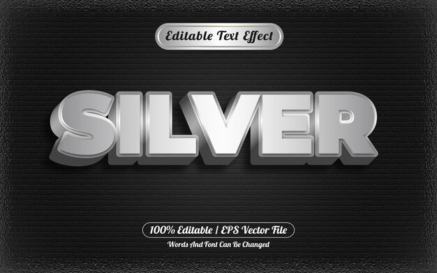 Silver editable text effect template style