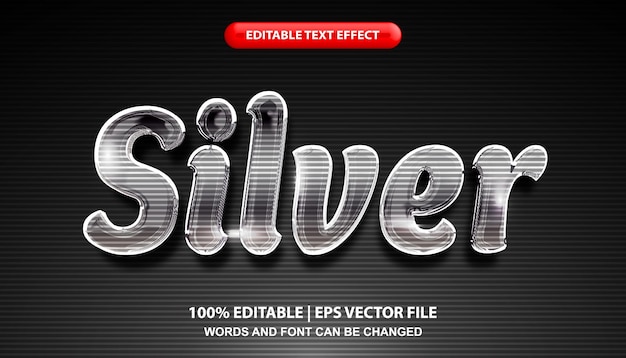 Silver editable text effect template