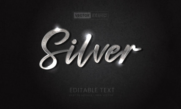 Silver editable vector text effect