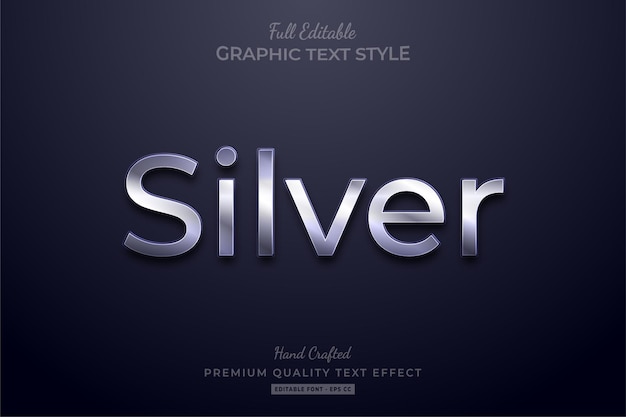 Vector silver elegant editable text effect font style