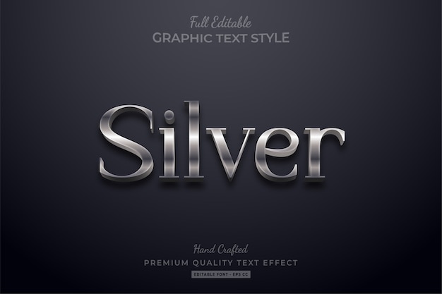 Silver elegant editable text style effect