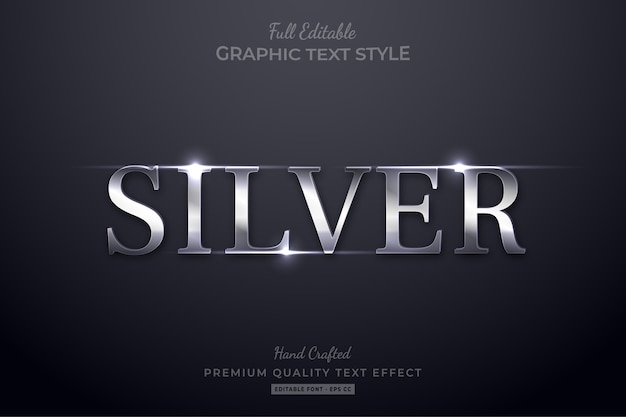 Vector silver elegant glow editable text effect font style