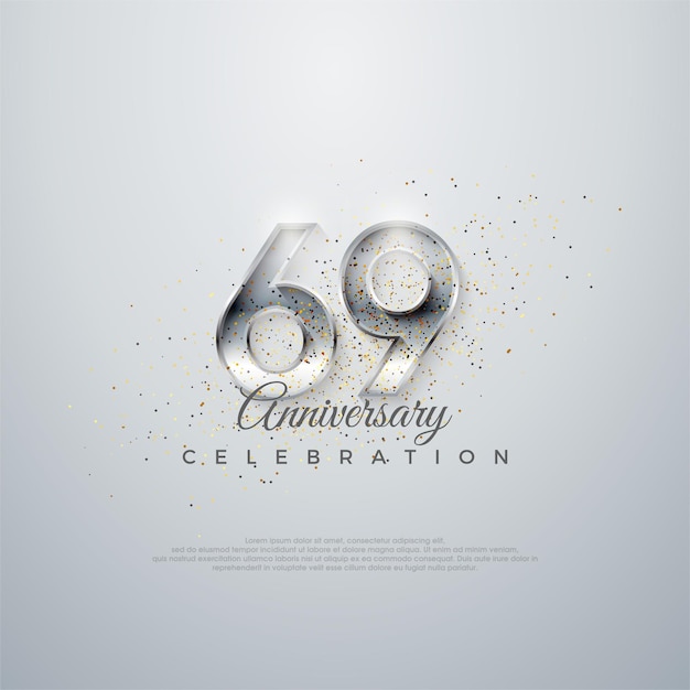 Vector silver elegant number 69th on a glossy white background premium vector for poster banner celebration greeting