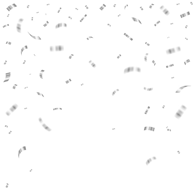 Vector silver falling confetti.