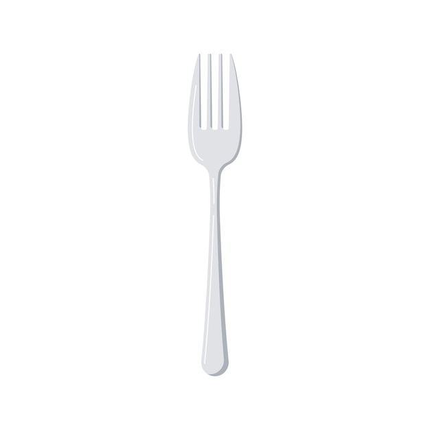 Vector silver fork icon isolated on white background