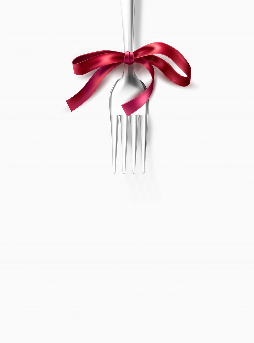 Premium Vector | silver fork with pink ribbon bow for festive dinner