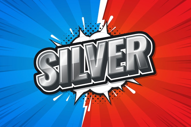 Silver games rank poster comic speech bubble vector illustration