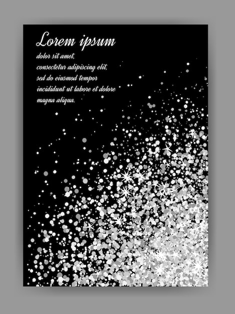 Silver glitter background silver sparkles on black background