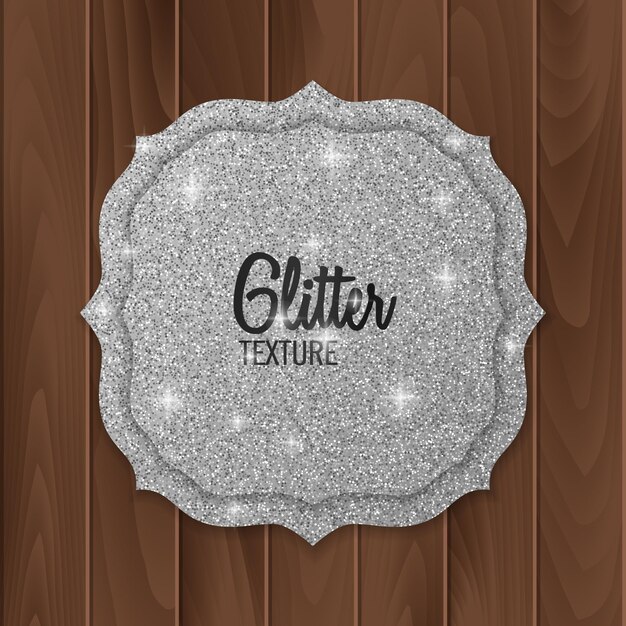 Silver, glitter greeting card on wood