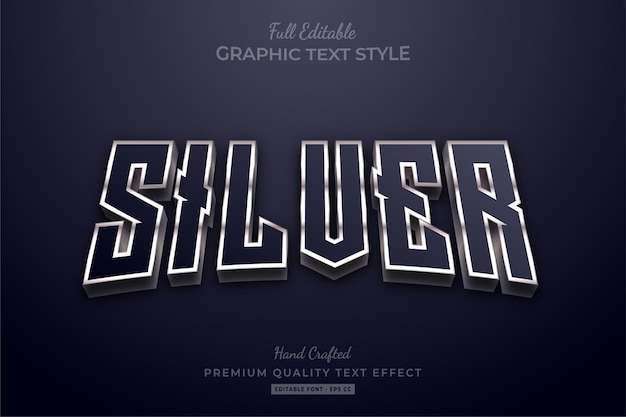 Silver glow editable text effect font style