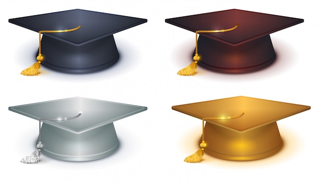 Mortarboard argento, oro e nero