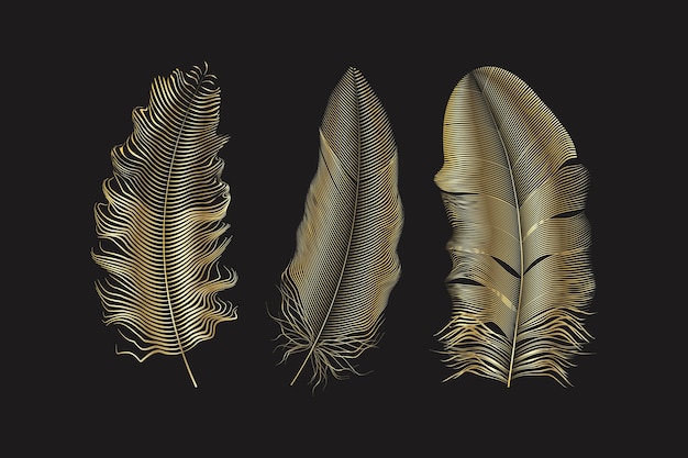 Silver and gold glitter feathers.boho style elements,tattoo template.