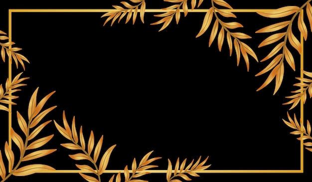 Vector silver and gold tropical leaves and frame