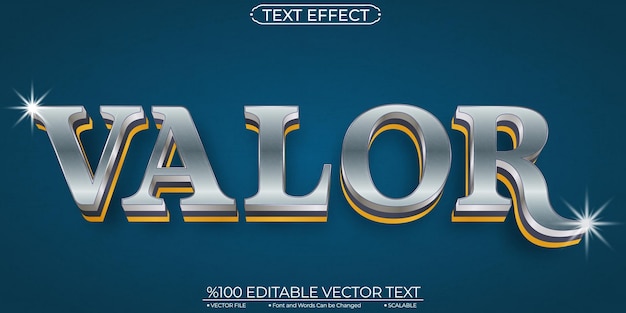 Silver and Gold Valor Editable and Scalable Vector Text Effect