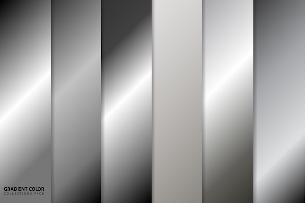 Vector silver gradient color collections pack