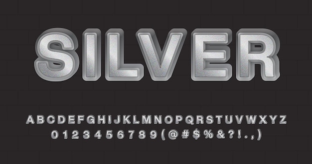 Silver Grain 3D Alphabets Numbers Set