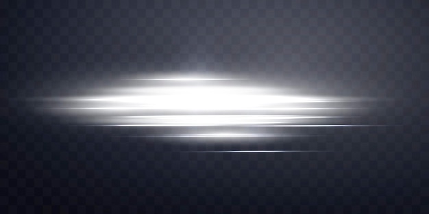silver horizontal lensflare light flash with rays or spotlight and bokeh silver glow flare