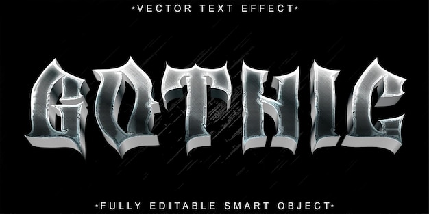 Vector silver horror gothic vector fully editable smart object text effect