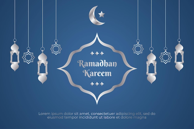 Silver Islamic Element With Simple Ramadan Background Design Illustration