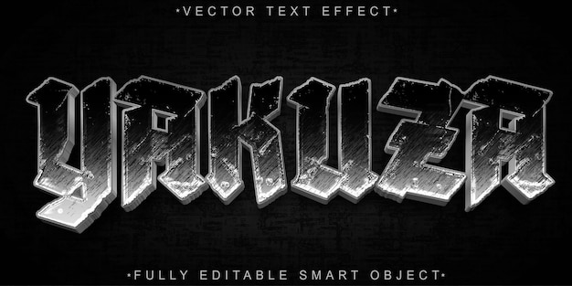 Vector silver japanese mafia yakuza vector fully editable smart object text effect