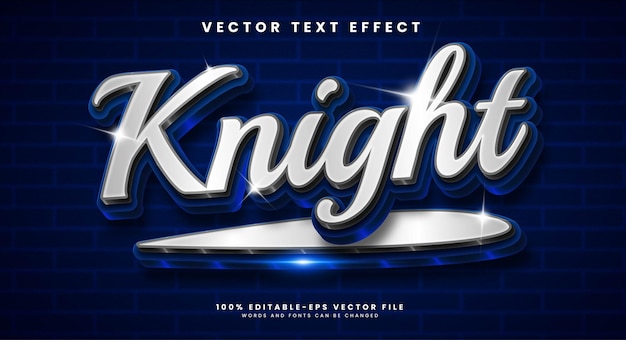 Серебряный рыцарь 3d редактируемый векторный текстовый эффект с концепцией синей роскоши