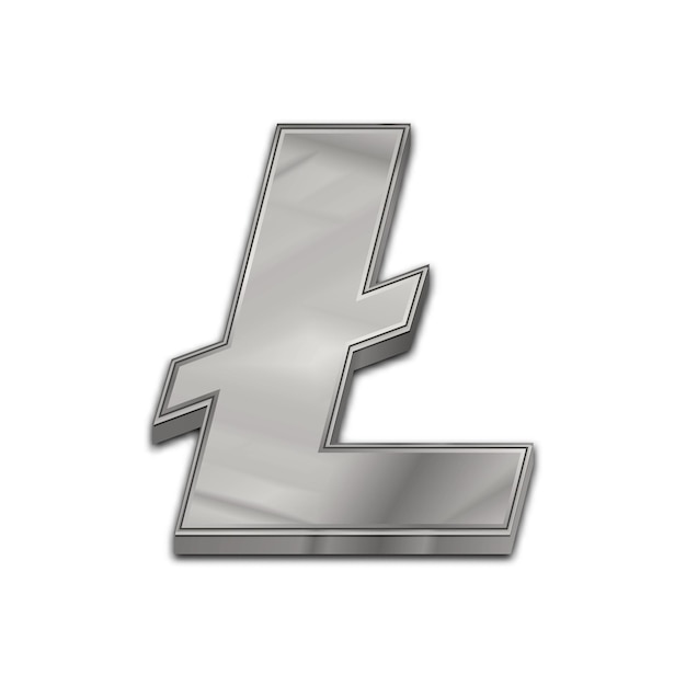 Silver litecoin trendy 3d style vector icon