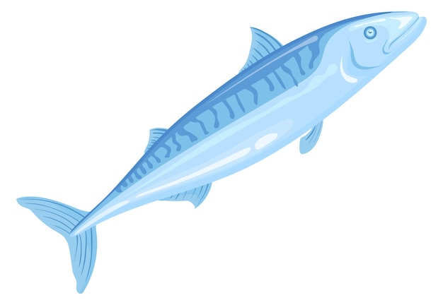 Vector silver mackrel atlantic ocean fish traditional trawl symbol