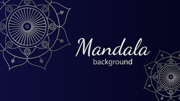 Silver mandalas on a dark blue background Gradient Background for wallpaper, website, print