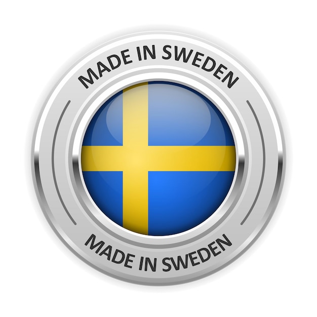 Medaglia d'argento made in sweden con bandiera