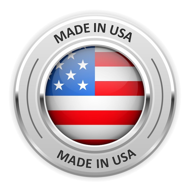 Silver medal Made in USA with flag