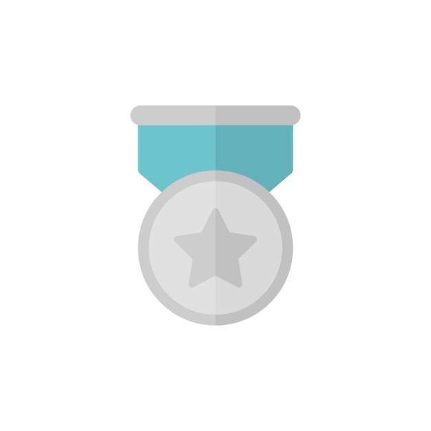 Vector silver medal with star and ribbon