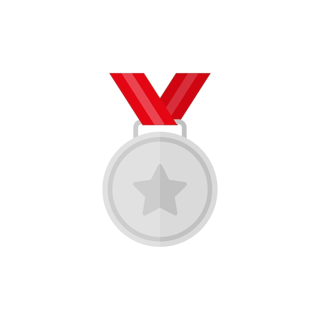 Silver medal with star and ribbon