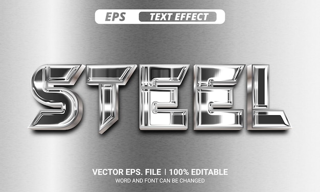 Vector silver metal 3d editable realistic vector text effect