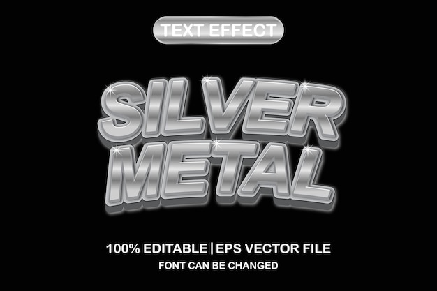 Vector silver metal 3d editable text effect