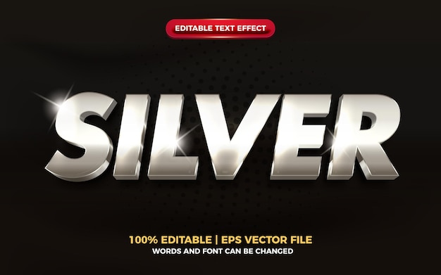 Silver metal 3d editable text effect