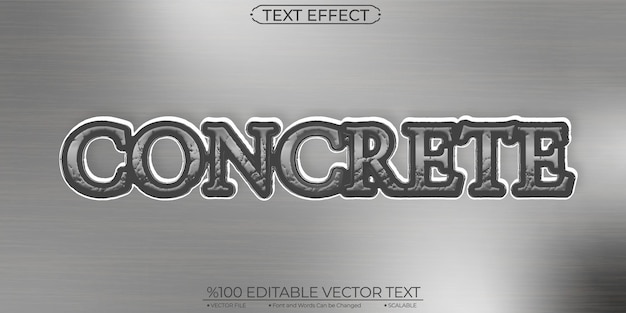 Silver Metal Backgroun and Concrete Editable and Scalable Vector Text Effect