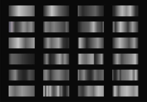 Vector silver metal gradient set vector eps 10